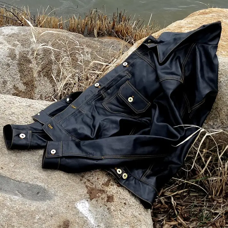 Spring Faion 506 Denim Improved Version Color Blo Golden Button Soft Cowhide Real Leather Jaet Men's Leather Jaet
Spring Faion 506 Denim Improved Version Color Blo Golden Button Soft Cowhide Real Leather Jaet Men's Leather Jaet