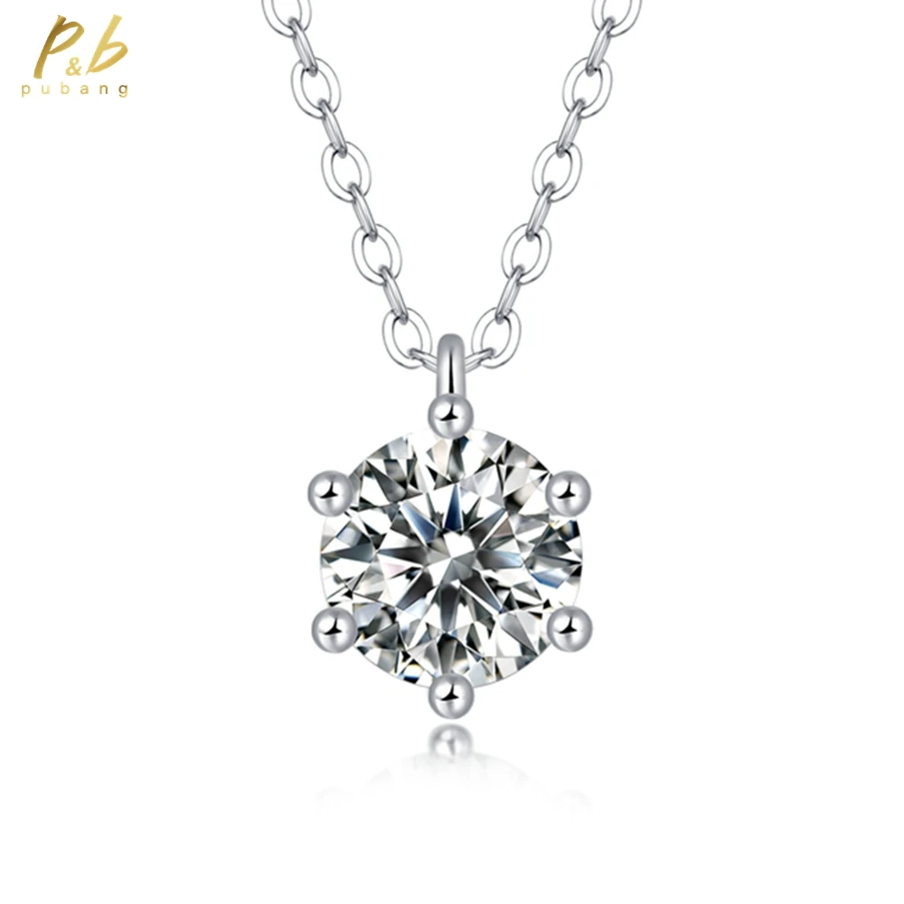 PuBang Fine Jewelry Настоящее серебро 925 пробы 3EX VVS1 D Цвет 1 карат Муассанит Бриллианты Простое ожерелье с подвеской из 6 зубцов
PuBang Fine Jewelry Настоящее серебро 925 пробы 3EX VVS1 D Цвет 1 карат Муассанит Бриллианты Простое ожерелье с подвеской из 6 зубцов