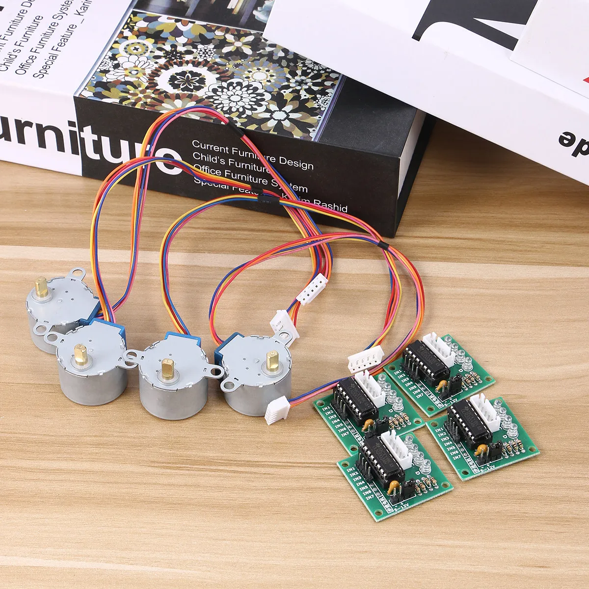 4Sets Stepper Motor 5V Gear Driver Board Uln2003 Compatible for Development Board LED Indicator Step Stepper Motor
