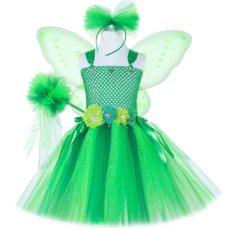 Girls Green Flower Fairy Tutu Dress Costume Glitter Forest Butterfly Fairy Dress Up Kids Halloween Carnival Party Cosplay Dress
Girls Green Flower Fairy Tutu Dress Costume Glitter Forest Butterfly Fairy Dress Up Kids Halloween Carnival Party Cosplay Dress