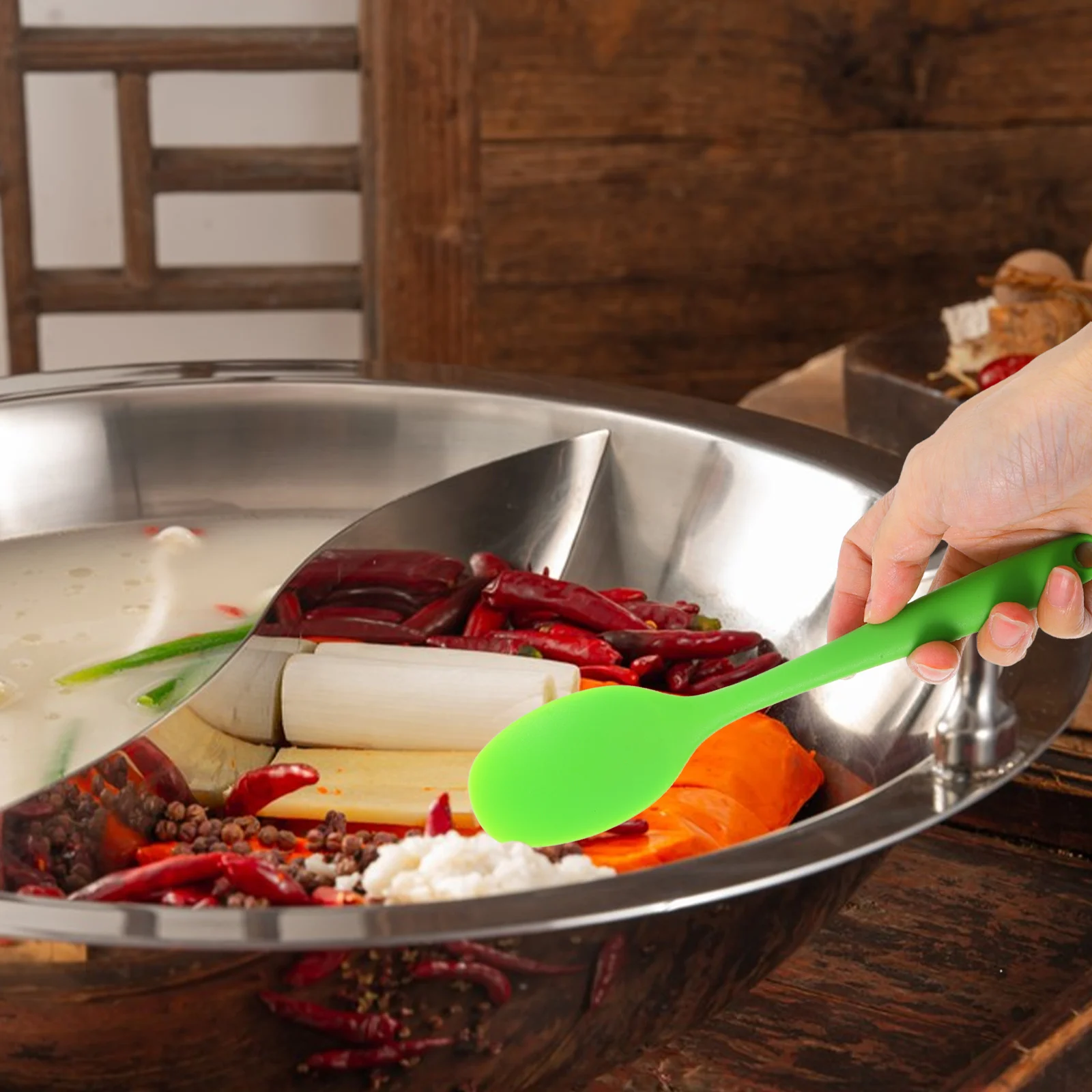 Silicone Soup Spoon High Temp Resistant Non Toxic Tasteless Kids Food Serving Cooking Tool Long Handle Storage Hole
Silicone Soup Spoon High Temp Resistant Non Toxic Tasteless Kids Food Serving Cooking Tool Long Handle Storage Hole