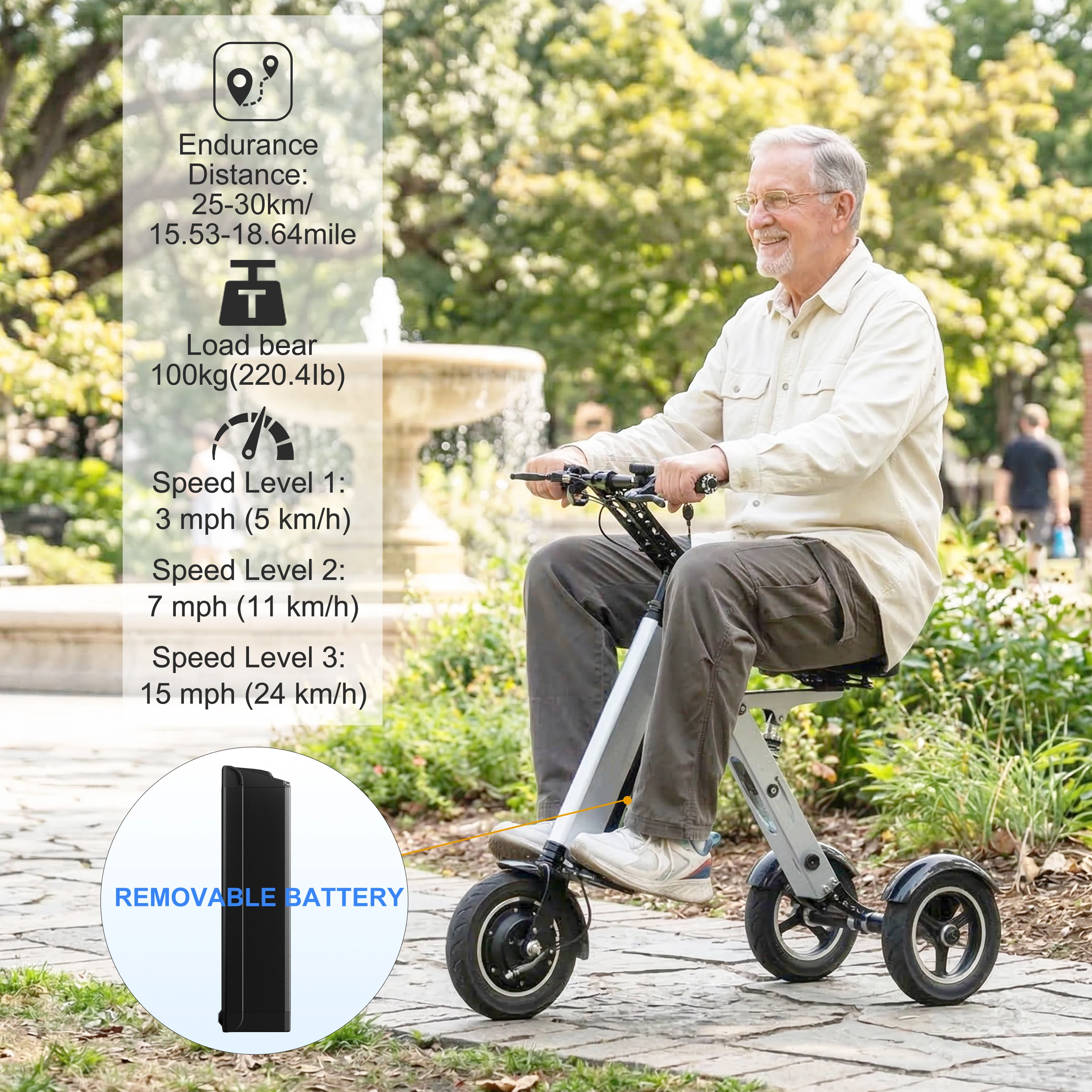 TopMate 250W 3 Wheel Electric Scooter Foldable with Seat, 10 Inch Pneumatic Tires Lightweight E Scooter for Adults Removable 36V 7.8AH 280.8Wh Battery
TopMate 250W 3 Wheel Electric Scooter Foldable with Seat, 10 Inch Pneumatic Tires Lightweight E Scooter for Adults Removable 36V 7.8AH 280.8Wh Battery