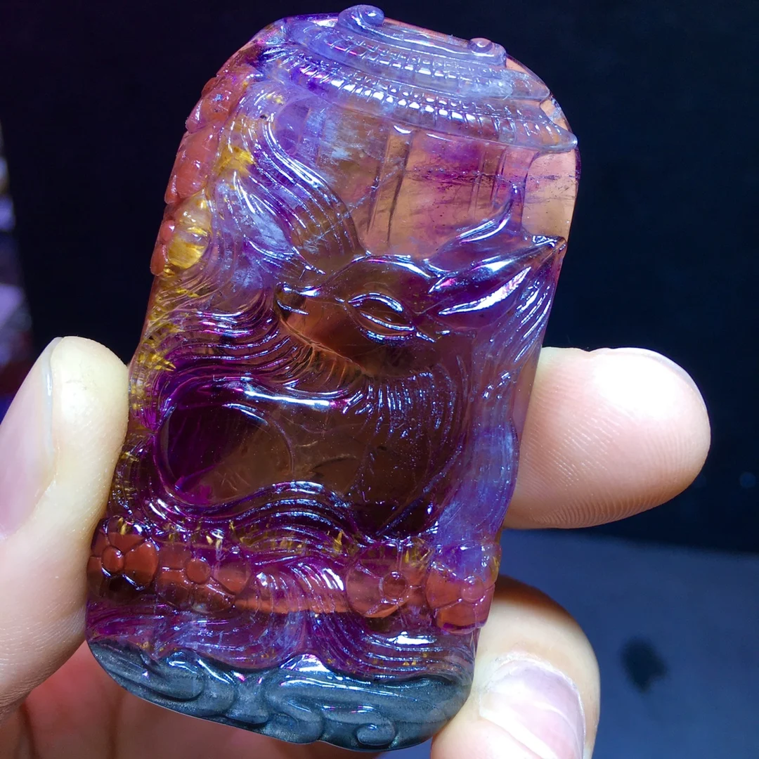 Natural Purple Cacoxenite Red Auralite 23 barrel Pendant 57/32/7.2mm Fox Gold Rutilated Beads Jewelry AAAAA
Natural Purple Cacoxenite Red Auralite 23 barrel Pendant 57/32/7.2mm Fox Gold Rutilated Beads Jewelry AAAAA