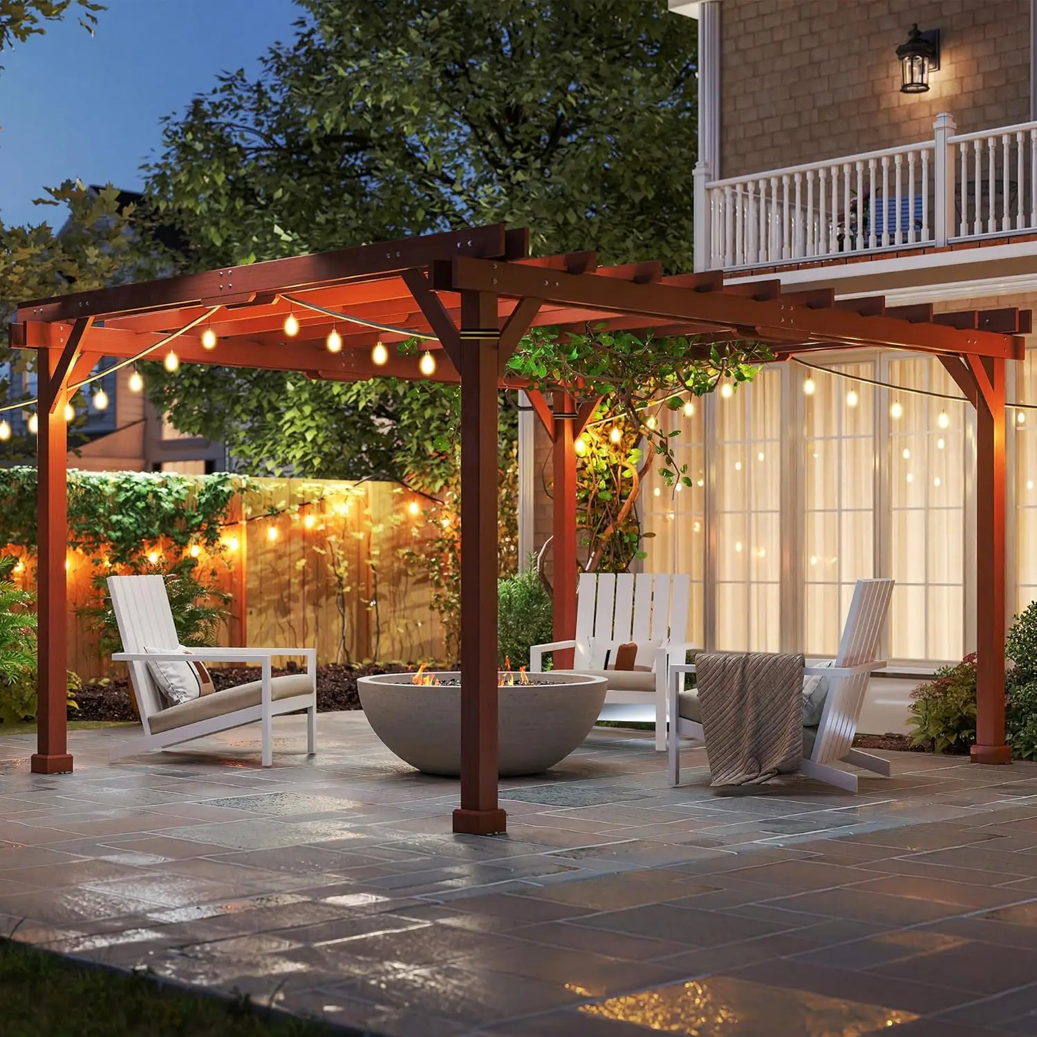 11' x 12.5' Outdoor Pergola, Wood Pergola Gazebo Grape Trellis with Stable Structure for Climbing Plant Support,, Customized
11' x 12.5' Outdoor Pergola, Wood Pergola Gazebo Grape Trellis with Stable Structure for Climbing Plant Support,, Customized