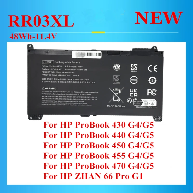 New RR03XL battery For HP ProBook 430 440 450 455 470 G4/G5 HSTNN-LB7I Q01C Q02C Q07C Q06C PB6W Q03C Q04C Q08C Q05C UB7C
New RR03XL battery For HP ProBook 430 440 450 455 470 G4/G5 HSTNN-LB7I Q01C Q02C Q07C Q06C PB6W Q03C Q04C Q08C Q05C UB7C
