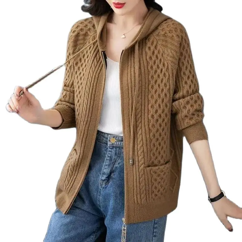 Knitted Cardigan Slim Hooded Jacket Women's New spring and autumn 2023 coat loose ladies sweater Keep Warm Primer Shirt
Knitted Cardigan Slim Hooded Jacket Women's New spring and autumn 2023 coat loose ladies sweater Keep Warm Primer Shirt