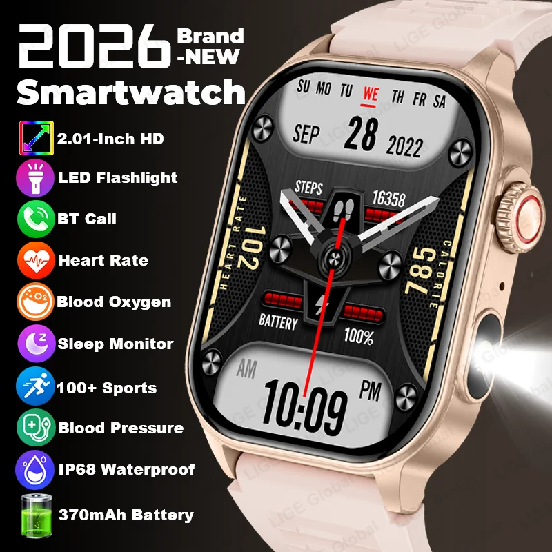 LIGE 2026 New Women Smart Watch Flashlight 2.01" HD Display AI Voice Bluetooth Call Sports Watches Health Monitor Smartwatch Men
LIGE 2026 New Women Smart Watch Flashlight 2.01" HD Display AI Voice Bluetooth Call Sports Watches Health Monitor Smartwatch Men