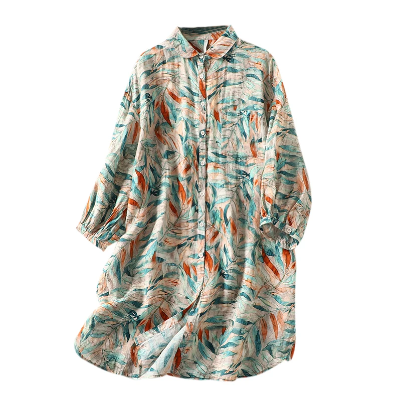 Floral Printing Linen Vintage Turn-Down Collar Single Breasted Women's Blouse Shirt Korean Fashion X-Long Female ClothingYY114
Floral Printing Linen Vintage Turn-Down Collar Single Breasted Women's Blouse Shirt Korean Fashion X-Long Female ClothingYY114