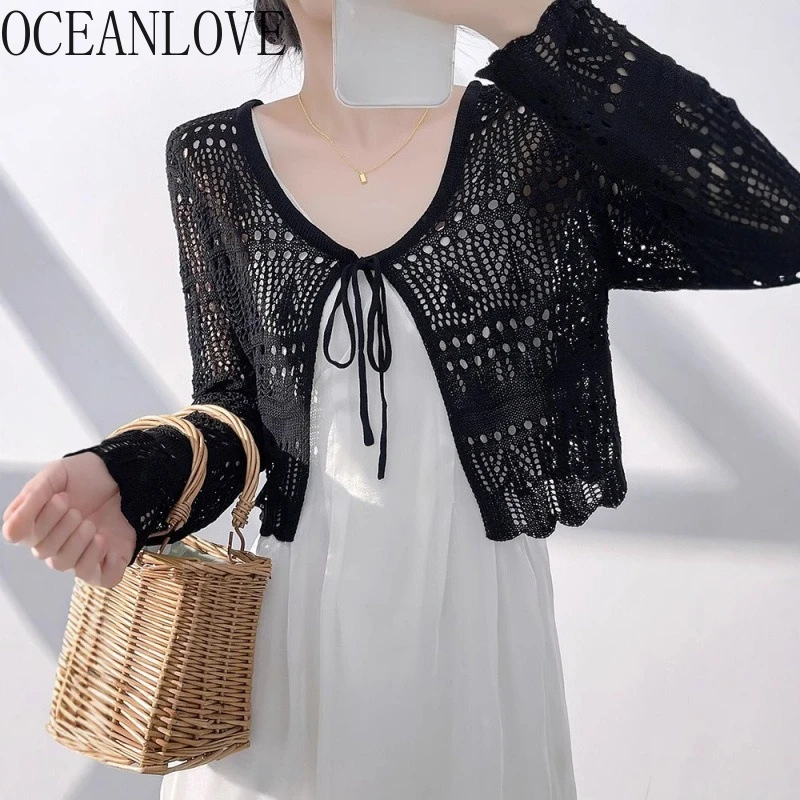OCEANLOVE Короткие кардиганы, однотонные ажурные весенне-летние солнцезащитные тонкие свитера, женские топы, трикотажные топы на шнуровке с v-образным вырезом
OCEANLOVE Короткие кардиганы, однотонные ажурные весенне-летние солнцезащитные тонкие свитера, женские топы, трикотажные топы на шнуровке с v-образным вырезом