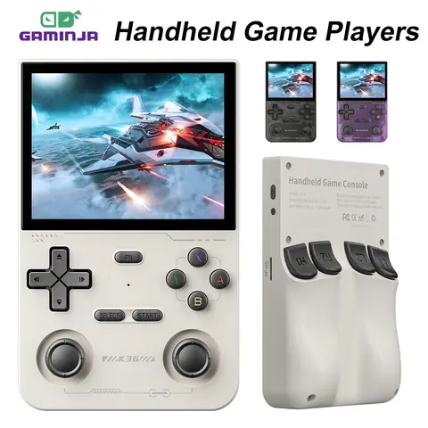 GAMINJA Open Source K36 Retro Console per videogiochi portatile 16000 giochi Emulatore per PS1/PSP/DC/N64/SS 500nit Schermo IPS da 3,5 pollici