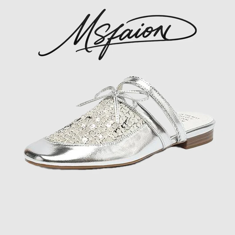 Premium Cowhide Leather Square Toe Slides for Women, Elegant Sequined Bowknot Mule Flats, Breathable Mesh Patch Casual Loafers
Premium Cowhide Leather Square Toe Slides for Women, Elegant Sequined Bowknot Mule Flats, Breathable Mesh Patch Casual Loafers