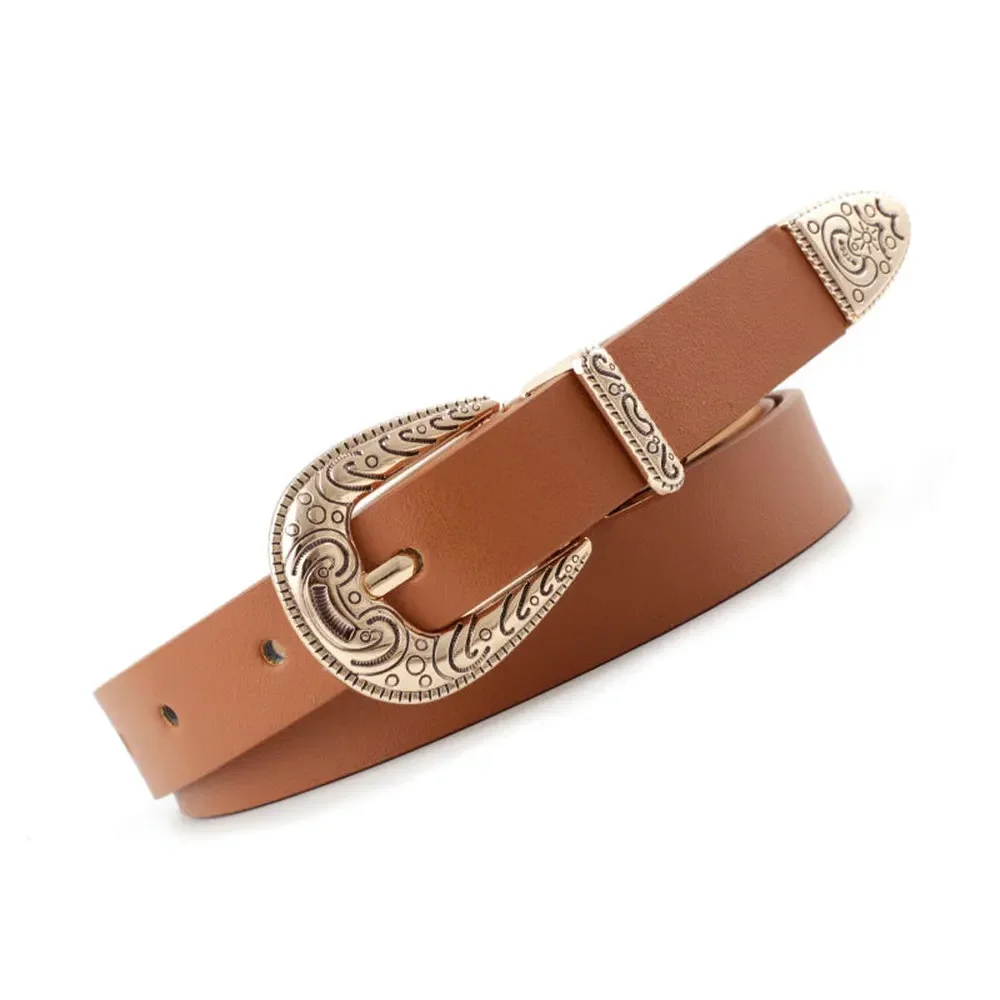 RAINIE SEAN Golden Pin Buckle Leather Belts for Women Pu Leather Vintage Engrave Ladies Leather Belts for Jeans Fashion Design
RAINIE SEAN Golden Pin Buckle Leather Belts for Women Pu Leather Vintage Engrave Ladies Leather Belts for Jeans Fashion Design