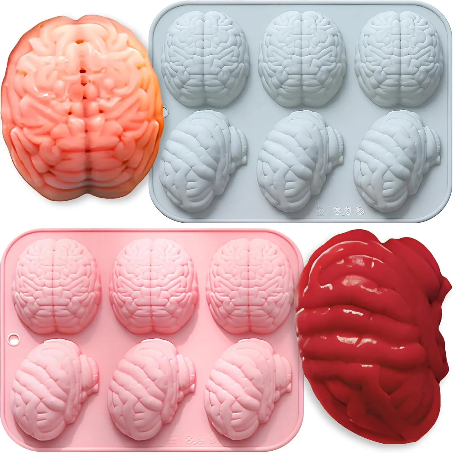Mirosie Halloween Silicone Molds 3D Brain Hearts Fondant Cake Chocolate Mould Baking Mold for Cookie, Cake, Soap, Ice Decor
Mirosie Halloween Silicone Molds 3D Brain Hearts Fondant Cake Chocolate Mould Baking Mold for Cookie, Cake, Soap, Ice Decor