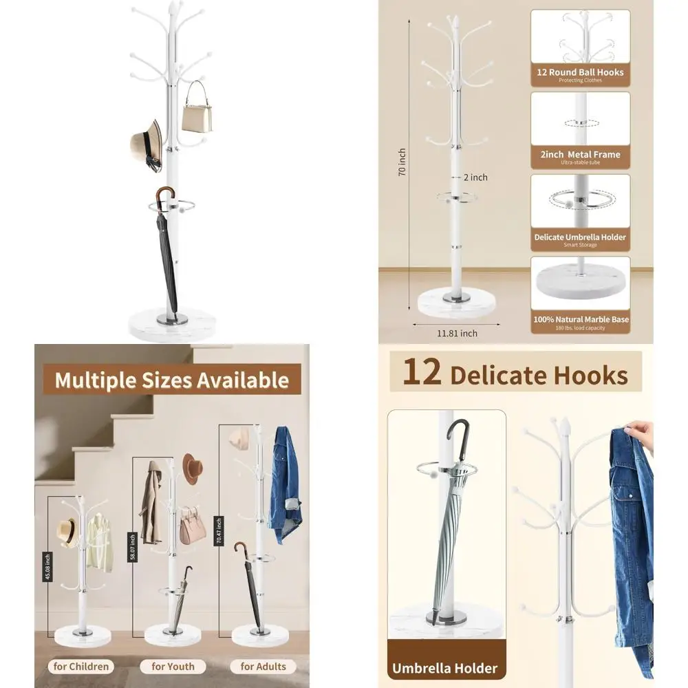 Heavy-Duty Metal Coat Rack with Natural Marble Base, Freestanding Umbrella Holder for Stylish Entryway Storage
Heavy-Duty Metal Coat Rack with Natural Marble Base, Freestanding Umbrella Holder for Stylish Entryway Storage