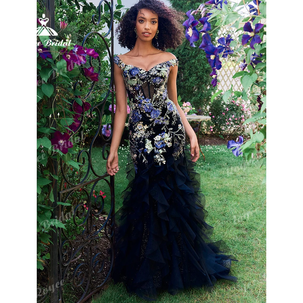 Floral Embroidery Sheer Prom Dress Mermaid Off-Shoulder Evening Dress Elegant Long Formal Dress vestidos de fiesta Customized
Floral Embroidery Sheer Prom Dress Mermaid Off-Shoulder Evening Dress Elegant Long Formal Dress vestidos de fiesta Customized