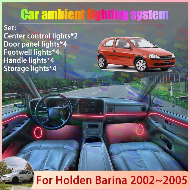 For Holden Barina XC 2002~2005 MK4 4th 2003 2004 2/24 in 1 Car Atmosphere Light Lamp RGB Shade Ensemble Streamer Atmosphere Set
For Holden Barina XC 2002~2005 MK4 4th 2003 2004 2/24 in 1 Car Atmosphere Light Lamp RGB Shade Ensemble Streamer Atmosphere Set