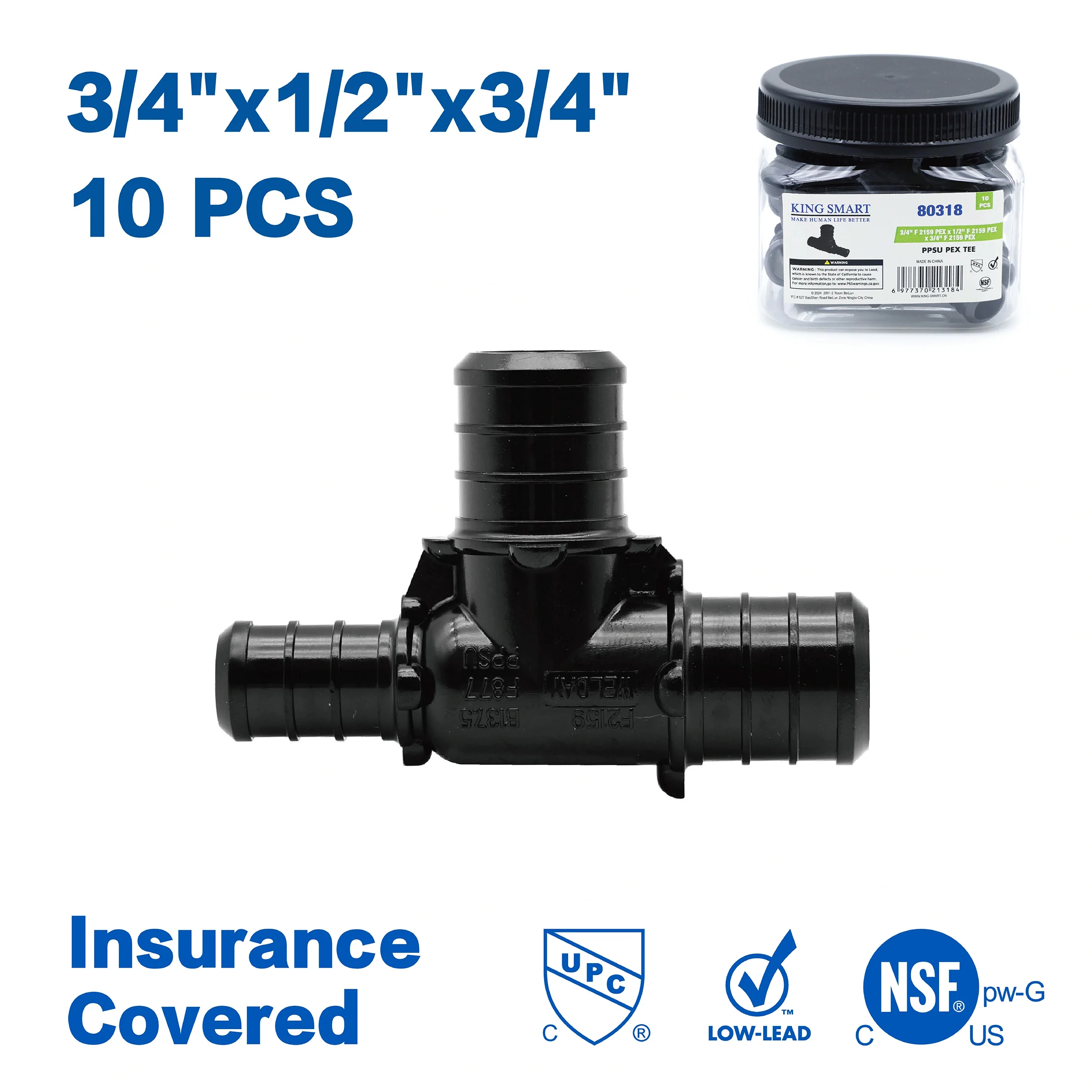 KING SMART 3/4" * 1/2" * 3/4" обжимной/тройник PEX; 10 шт./корпус; PPSU; 80318
KING SMART 3/4" * 1/2" * 3/4" обжимной/тройник PEX; 10 шт./корпус; PPSU; 80318