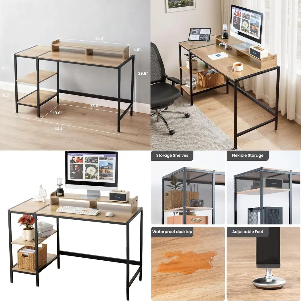 47 Natural Wood Computer Desk with Storage - Perfect for Gaming, Bedrooms, and Compact Spaces
47 Natural Wood Computer Desk with Storage - Perfect for Gaming, Bedrooms, and Compact Spaces