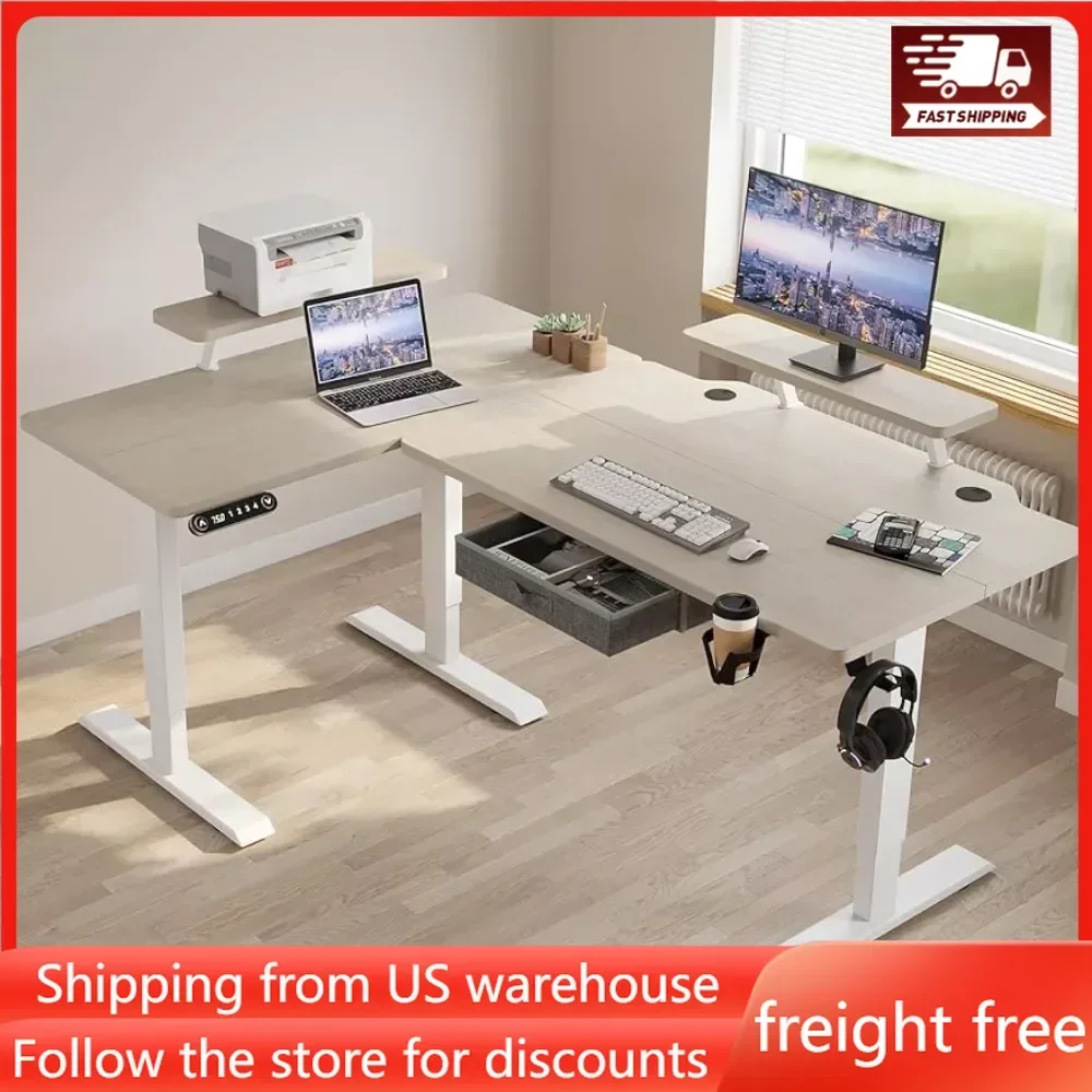 Electric L Shape Standing Desk with Drawer, 63x47 Inches Height Adjustable Sit Stand Up Desk with Storage Shelf,Home Office Desk
Electric L Shape Standing Desk with Drawer, 63x47 Inches Height Adjustable Sit Stand Up Desk with Storage Shelf,Home Office Desk