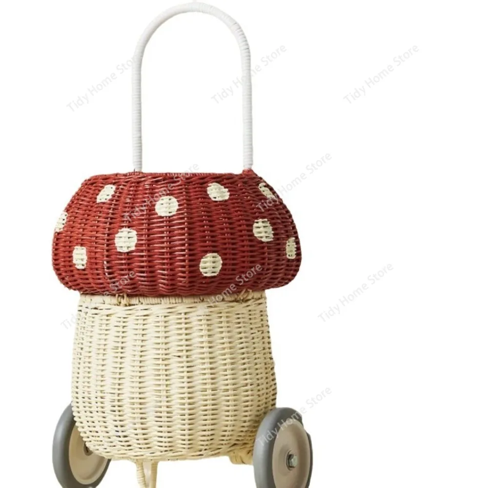 Nordic Children Rattan Woven Storage Basket Mushroom Hand Pull Cart Baby Room Decoration Kindergarten Photography Props
Nordic Children Rattan Woven Storage Basket Mushroom Hand Pull Cart Baby Room Decoration Kindergarten Photography Props