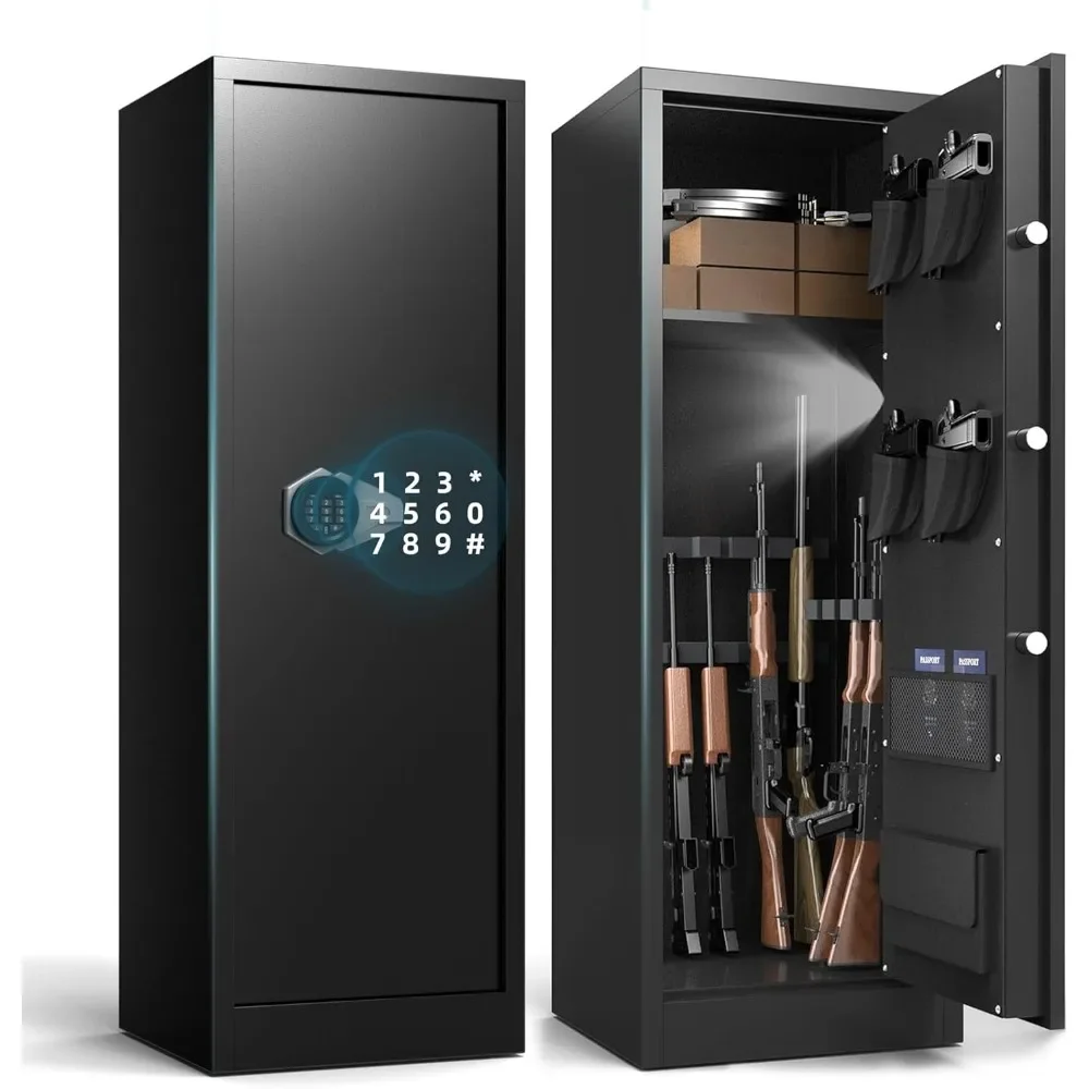 10 Gun Safe for Rifles and Pistols, Quick Access Safe with Removable Shelves and Pockets, Locking Gun Cabinet with Magnetic
10 Gun Safe for Rifles and Pistols, Quick Access Safe with Removable Shelves and Pockets, Locking Gun Cabinet with Magnetic