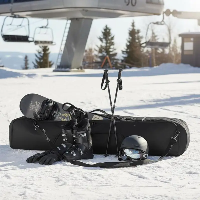 Snowboard Carrier 65 in/165 cm For Air Travel Winter Sports Ski Resorts, Padded Protection 600D Oxford Fabric Adjustable Inner Straps Accommodates Poles Goggles Gloves Helmet Boots Black
Snowboard Carrier 65 in/165 cm For Air Travel Winter Sports Ski Resorts, Padded Protection 600D Oxford Fabric Adjustable Inner Straps Accommodates Poles Goggles Gloves Helmet Boots Black