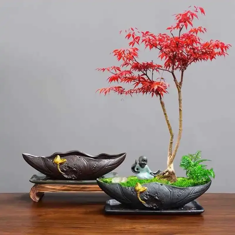 Desktop Flower Pot Landscaping Micro Landscape Bonsai Pot Creative Ceramic Painting Gold Black Pottery Pot Bamboo Planting Pot
Desktop Flower Pot Landscaping Micro Landscape Bonsai Pot Creative Ceramic Painting Gold Black Pottery Pot Bamboo Planting Pot