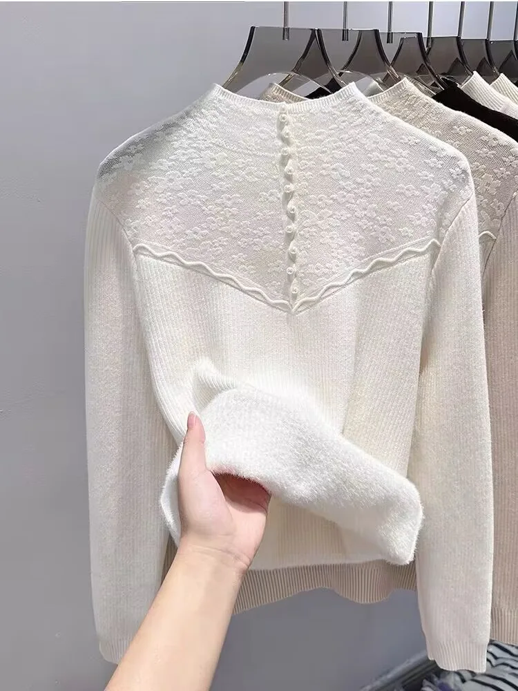 Half High Collar Women's Clothing Sweater Knitted Screw Thread Solid Pullover Long Sleeve Autumn Winter Lace Patchwork Tops N406
Half High Collar Women's Clothing Sweater Knitted Screw Thread Solid Pullover Long Sleeve Autumn Winter Lace Patchwork Tops N406