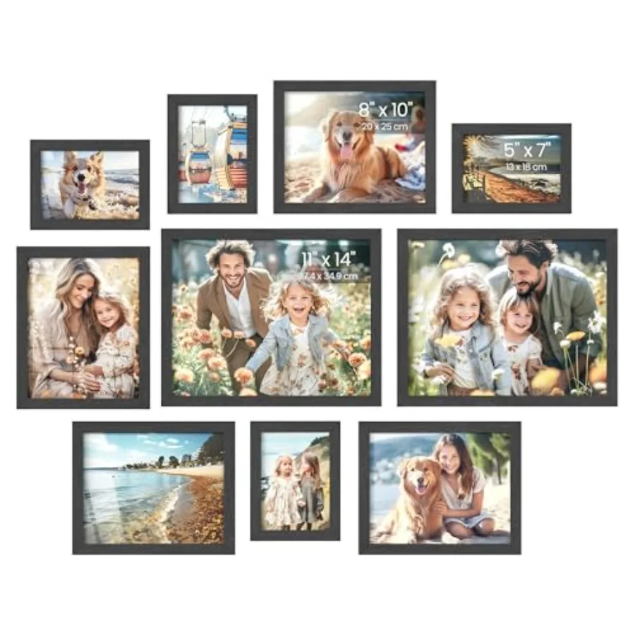 Picture Frames, Collage Picture Frames Set of 10, Two 11x14, Four 8x10, Four 5x7, Photo Frame for Wall Gallery Decor, Table Dis
Picture Frames, Collage Picture Frames Set of 10, Two 11x14, Four 8x10, Four 5x7, Photo Frame for Wall Gallery Decor, Table Dis