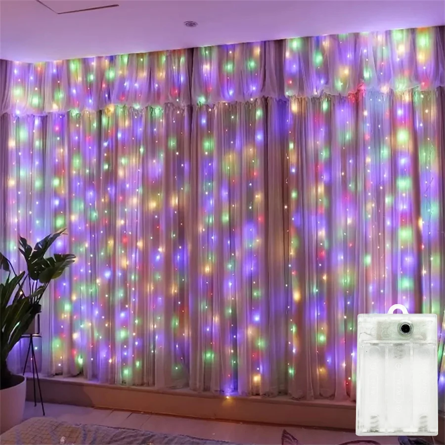 8 Modes LED Curtain String Lights Bedroom Holiday Wedding Birthday Christmas Decor Party LED Fairy Garland Lamp Battery Powered
8 Modes LED Curtain String Lights Bedroom Holiday Wedding Birthday Christmas Decor Party LED Fairy Garland Lamp Battery Powered