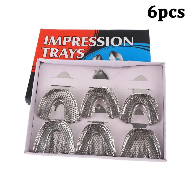 6Pcs Lightweight Dental Impression Trays Stainless Steel Upper Lower Teeth Trays for Dental Student Training Use
6Pcs Lightweight Dental Impression Trays Stainless Steel Upper Lower Teeth Trays for Dental Student Training Use