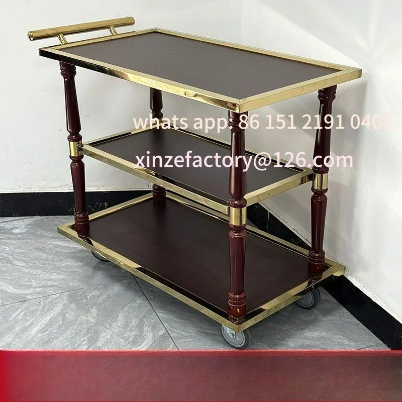 Customizable Delivery trolley Solid wood three-tier serving trolley Luxury stainless steel pushcart
Customizable Delivery trolley Solid wood three-tier serving trolley Luxury stainless steel pushcart