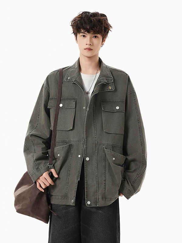 Retro American Sle Men's Denim Jaet Spring Autumn Casual Stand Collar Long Sve Workwear Jaet with Multiple kets
Retro American Sle Men's Denim Jaet Spring Autumn Casual Stand Collar Long Sve Workwear Jaet with Multiple kets