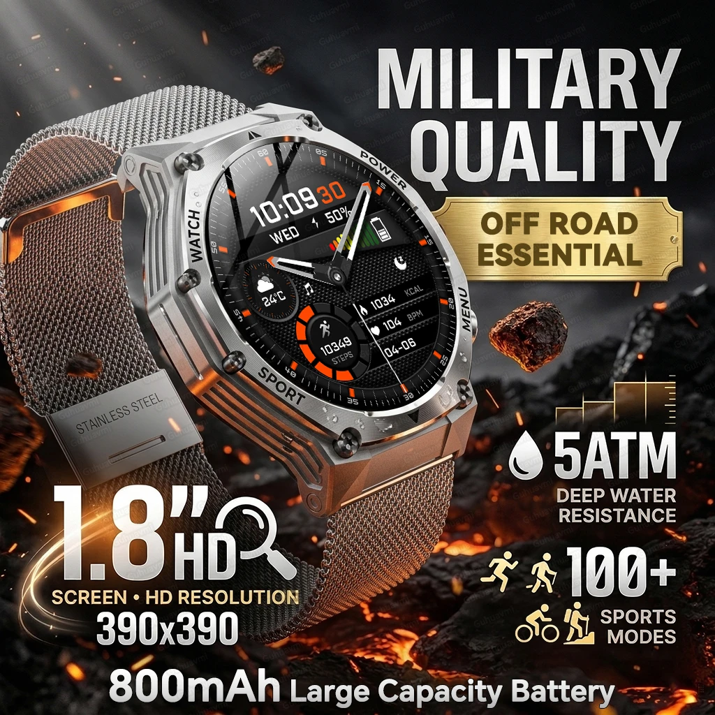 1.8''AMOLED Screen Smart Watchs Men 5ATM Waterproof Military GPS Smartwatch Bluetooth Call 800mAh Large Battery Sports Bracelet
1.8''AMOLED Screen Smart Watchs Men 5ATM Waterproof Military GPS Smartwatch Bluetooth Call 800mAh Large Battery Sports Bracelet