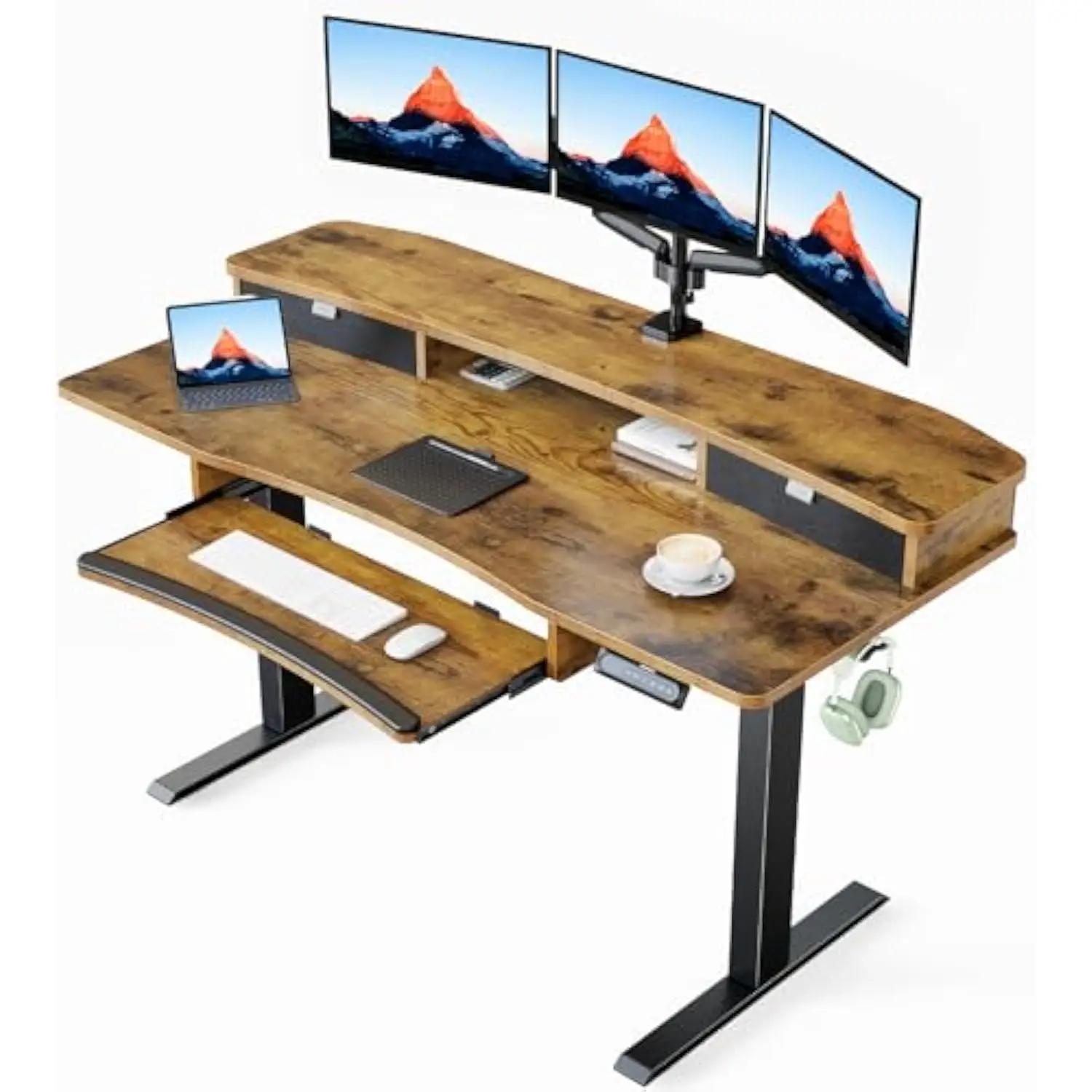 Электрический стоячий стол 55 X 26,7 с 2 ящиками и большим подносом для клавиатуры, совместимым с креплением C-образным зажимом, регулируемым компьютерным столом F
Электрический стоячий стол 55 X 26,7 с 2 ящиками и большим подносом для клавиатуры, совместимым с креплением C-образным зажимом, регулируемым компьютерным столом F