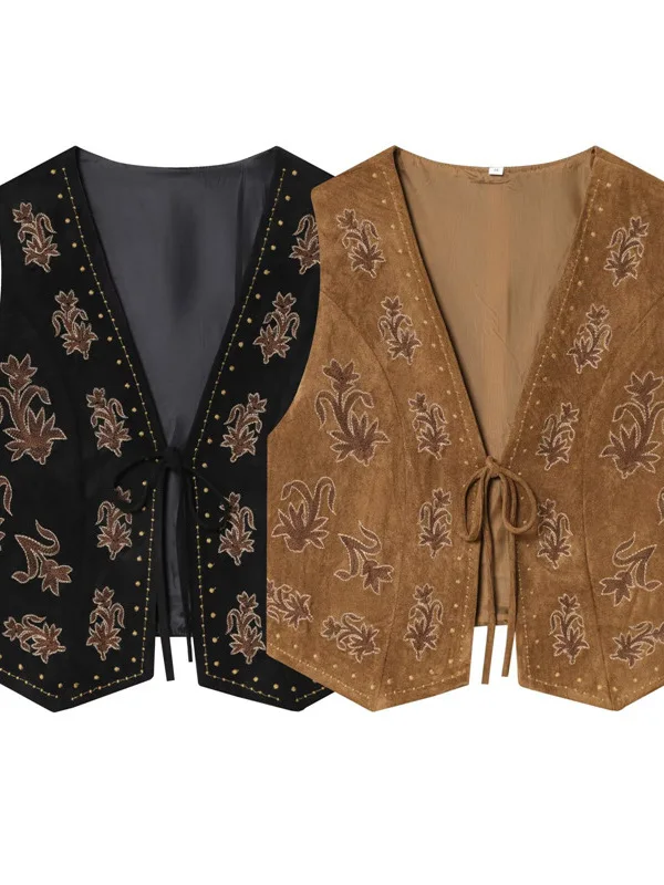 Retro Beaded Embroidery Velvet Texture Casual Effect Vest Top Silk Luster Regular Thin Autumn Season Ladies Vest
Retro Beaded Embroidery Velvet Texture Casual Effect Vest Top Silk Luster Regular Thin Autumn Season Ladies Vest