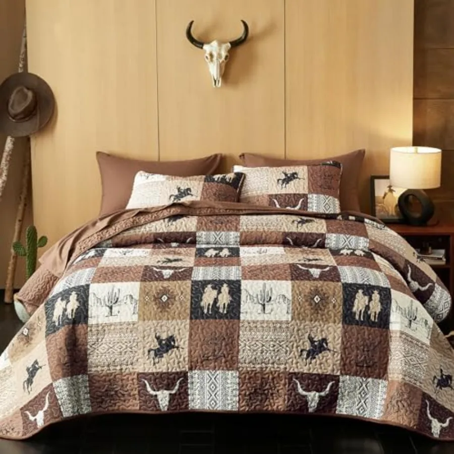 Western Quilt Set Southwestern Aztec Country Horse Cowboy Rustic Ranch Pattern Printed Reversible Lightweight Bedspread Coverle
Western Quilt Set Southwestern Aztec Country Horse Cowboy Rustic Ranch Pattern Printed Reversible Lightweight Bedspread Coverle
