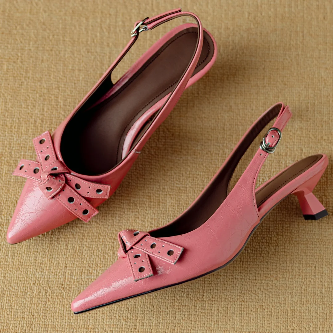 Women's genuine leather pointed toe sweet bowtie slingback slip-on sandals elegant ladies 2025 summer new slim dress pumps shoes
Women's genuine leather pointed toe sweet bowtie slingback slip-on sandals elegant ladies 2025 summer new slim dress pumps shoes