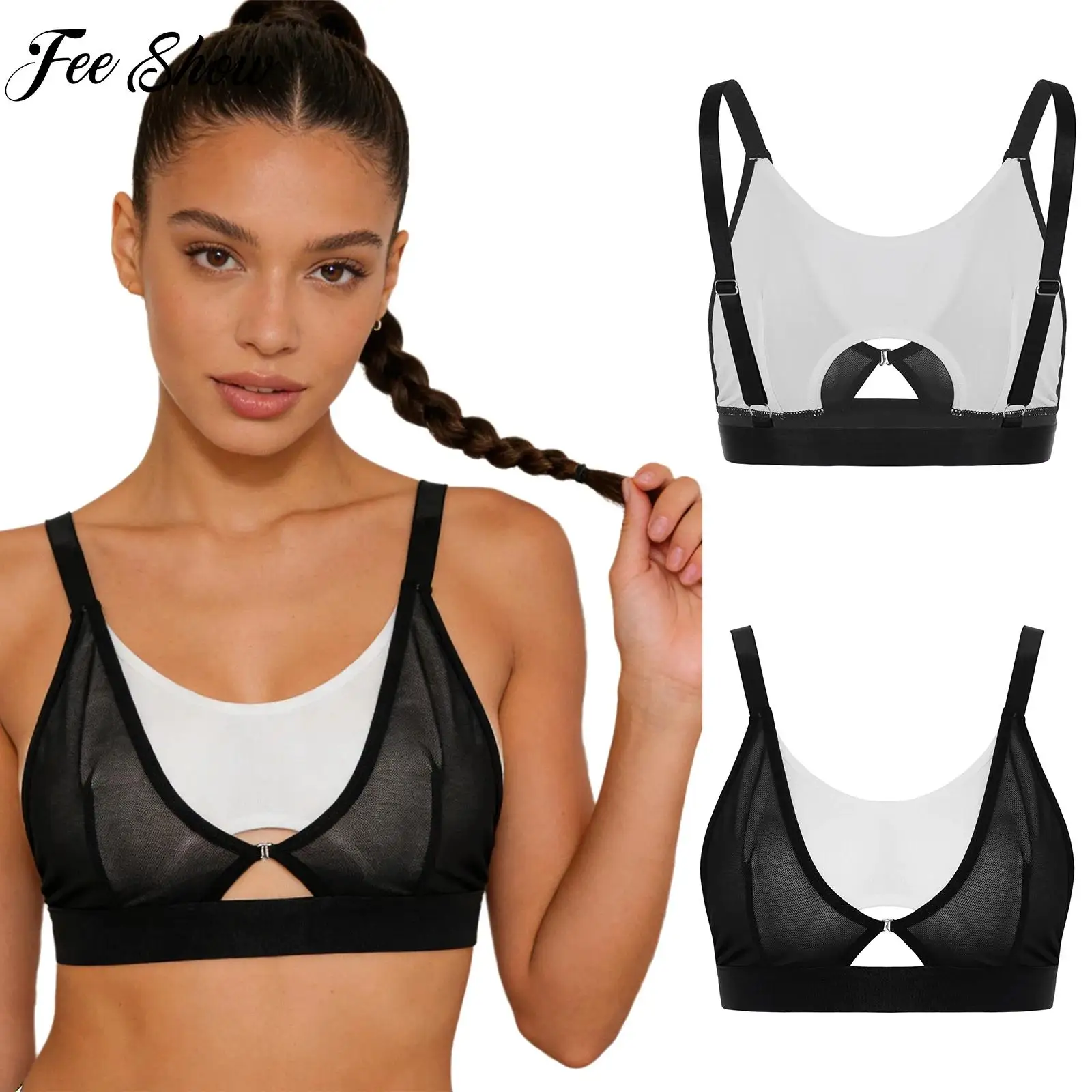 S-XL Women Sheer Mesh Sports Bra Contrast Color Cutout Adjustable Straps Wireless Bra for Yoga Fitness
S-XL Women Sheer Mesh Sports Bra Contrast Color Cutout Adjustable Straps Wireless Bra for Yoga Fitness