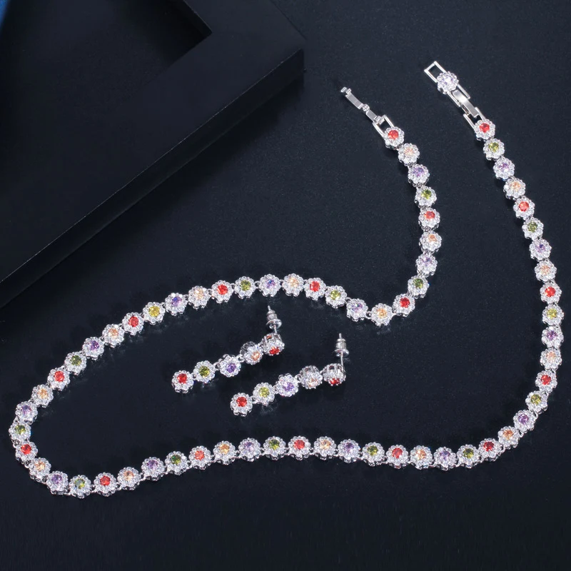ThreeGraces Elegant Colorful Cubic Zirconia Flower Link Chain Necklace and Earrings Party Costume Jewelry Set for Women TZ965
ThreeGraces Elegant Colorful Cubic Zirconia Flower Link Chain Necklace and Earrings Party Costume Jewelry Set for Women TZ965