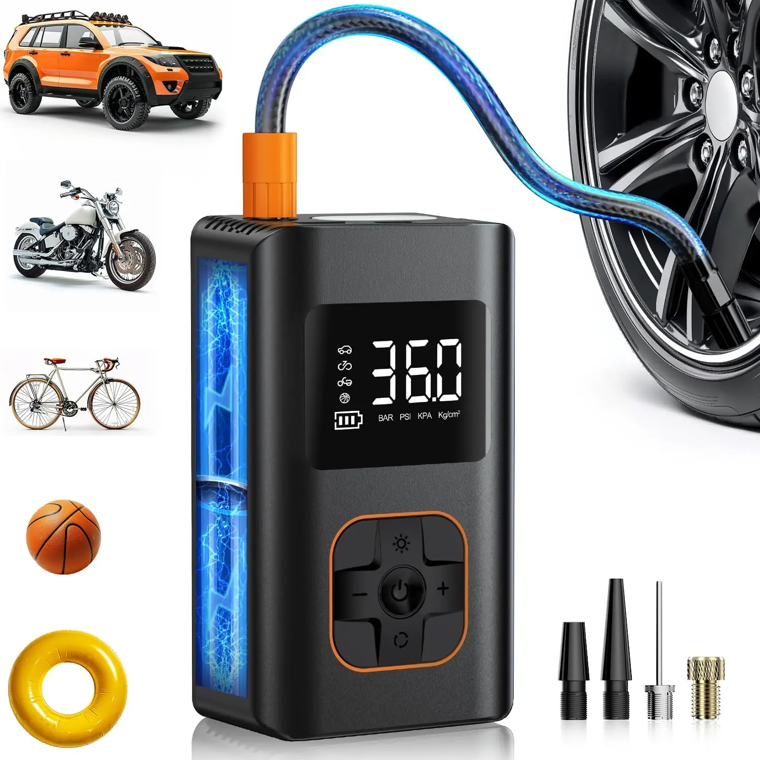 Portable Air Compressor 150 PSI, Cordless Tire Pump with Digital Gauge for Car Bike Motorcycle
Portable Air Compressor 150 PSI, Cordless Tire Pump with Digital Gauge for Car Bike Motorcycle
