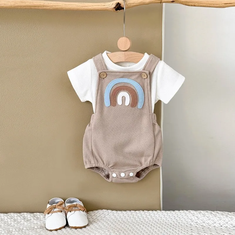 Newborn Baby Boys Clothing Summer Girls Set Rainbow Patch Overalls Romper Jumpsuit+Short Sleeved Shirt Clothes 2Pcs/Set
Newborn Baby Boys Clothing Summer Girls Set Rainbow Patch Overalls Romper Jumpsuit+Short Sleeved Shirt Clothes 2Pcs/Set