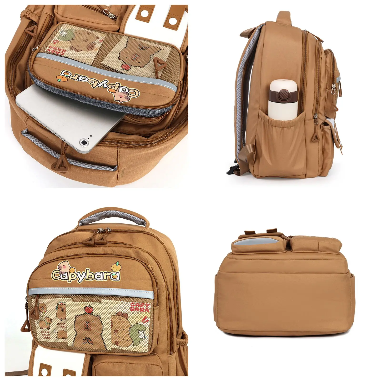 Fashion cartoon pattern Capibala backpack, large capacity multi pocket college backpack, simple and durable commuting classic tr
Fashion cartoon pattern Capibala backpack, large capacity multi pocket college backpack, simple and durable commuting classic tr