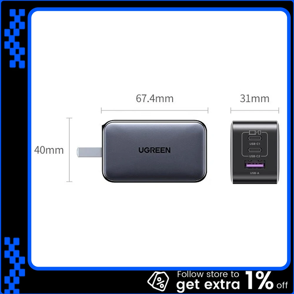 UGREEN 65 Вт GaN зарядное устройство Quick Charge 4.0 3.0 USB C зарядное устройство для iPhone 17 16 15 Pro Max ноутбук Macbook Air Tablet PD быстрое зарядное устройство
UGREEN 65 Вт GaN зарядное устройство Quick Charge 4.0 3.0 USB C зарядное устройство для iPhone 17 16 15 Pro Max ноутбук Macbook Air Tablet PD быстрое зарядное устройство