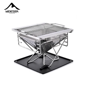 Widesea Camping Wood Stove Mesh Grill Small size Windproof Outdoor wild Survival Travel Tourism Stainless Steel Cook Equipment