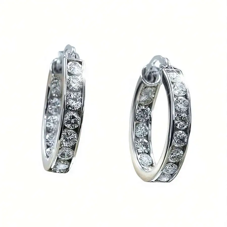 Crystal Channel Hoop Earrings Classic Style For Women Lightweight Secure Closure Tarnish Resistant Hypoallergenic
Crystal Channel Hoop Earrings Classic Style For Women Lightweight Secure Closure Tarnish Resistant Hypoallergenic