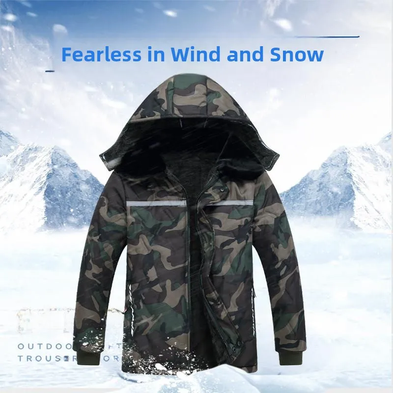 Мужская зимняя рабочая куртка из хлопка с камуфляжным принтом, на флисовой подкладке, свободного кроя, с капюшоном, теплосберегающая, тонкая, стандартного размера
Мужская зимняя рабочая куртка из хлопка с камуфляжным принтом, на флисовой подкладке, свободного кроя, с капюшоном, теплосберегающая, тонкая, стандартного размера