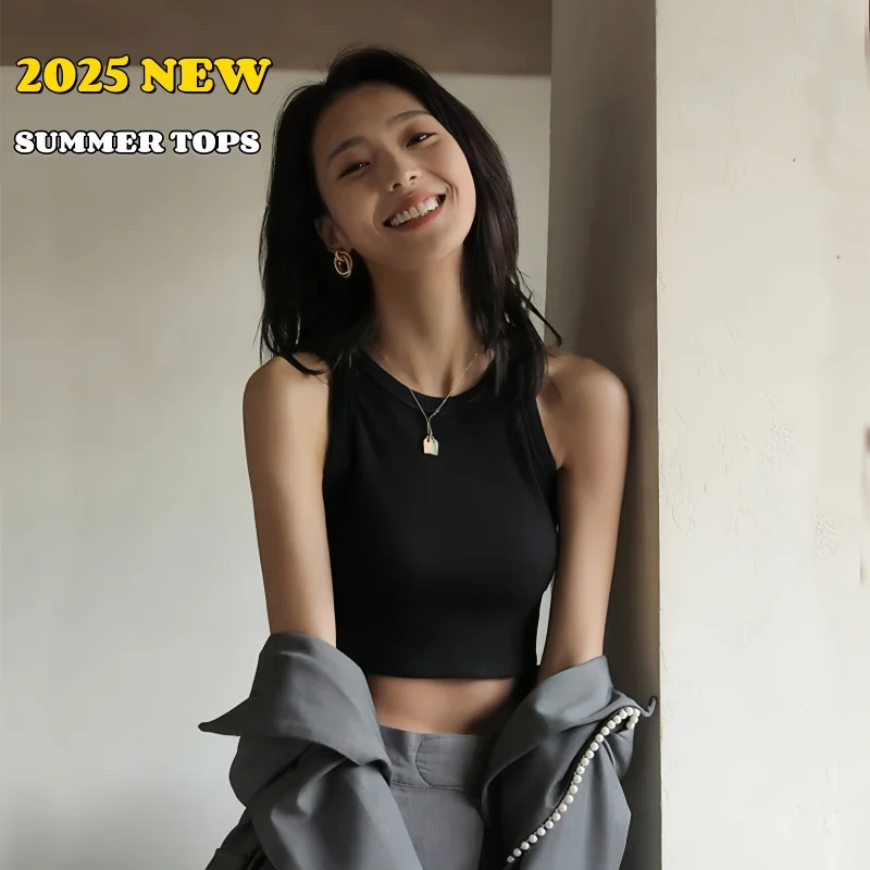 Women Halter Neck Crop Top Solid Round Neck Ribbed Tank Top Camisole Women Summer Basic Elastic Top O Neck Solid Sleeveless Top
Women Halter Neck Crop Top Solid Round Neck Ribbed Tank Top Camisole Women Summer Basic Elastic Top O Neck Solid Sleeveless Top