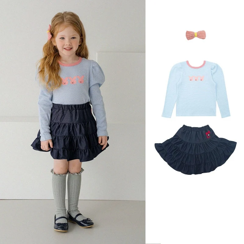 Jenny&Dave 2023 Autumn/Winter New Collection Cute Girls' Long Sleeve T-shirt Nordic Stripe Bubble Sleeve Top Half Skirt Set Girl
Jenny&Dave 2023 Autumn/Winter New Collection Cute Girls' Long Sleeve T-shirt Nordic Stripe Bubble Sleeve Top Half Skirt Set Girl