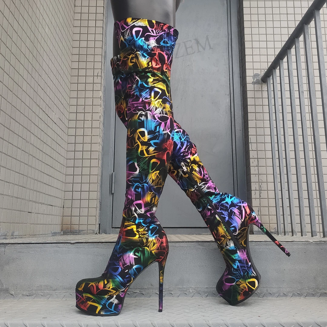 ZHIMA Women Over Knee High Platform Boots Elatic Round Toe High Heels Boots Multicolors Ladies Shoes Woman Big Size 41 43 45
ZHIMA Women Over Knee High Platform Boots Elatic Round Toe High Heels Boots Multicolors Ladies Shoes Woman Big Size 41 43 45